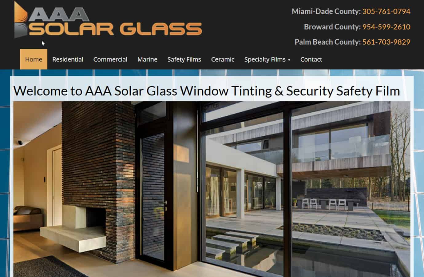 AAA Solar Glass & Window Tinting Ft. Lauderdale Website by iSatisfy.com