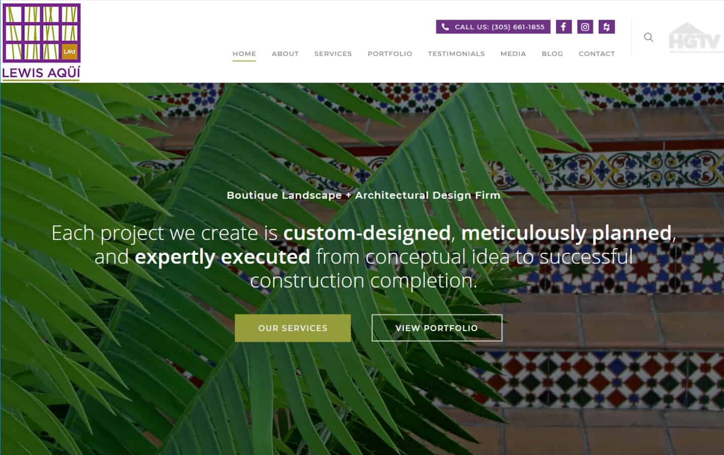 Lewis Aqui Miami Landscape Architecture Website by iSatisfy.com